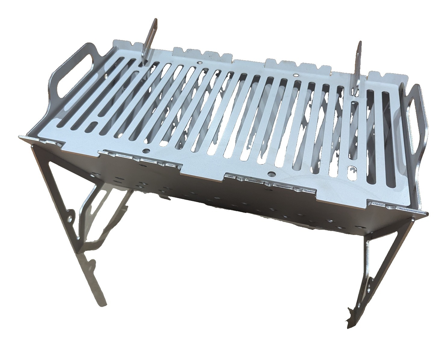 Faltbarer Edelstahl-Grill 45 x 25 cm · nur 15 mm flach · Camping Picknick Garten