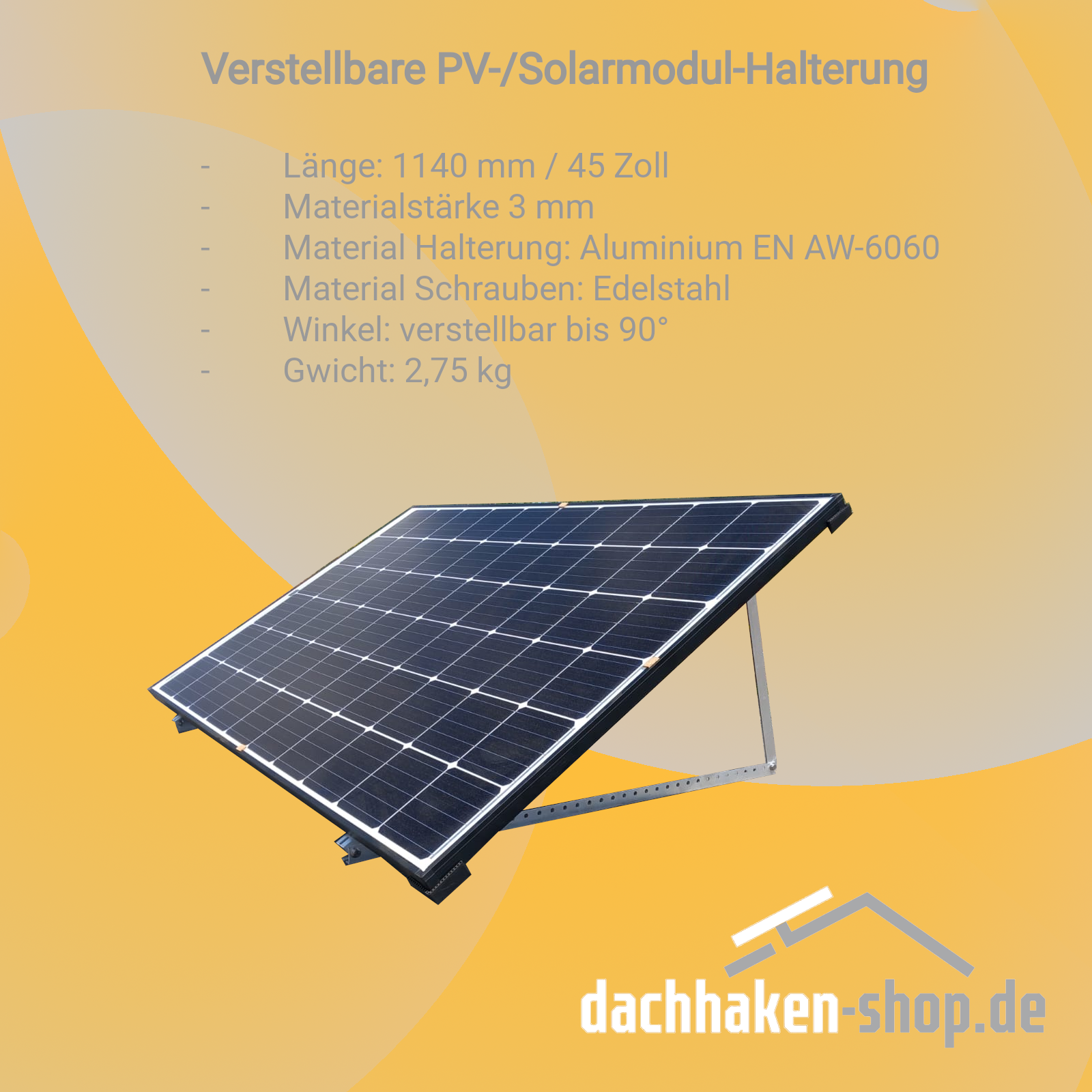 Halterung für Solarpanel Aufständerung bis 114 cm Flachdach PV Balkonkraftwerk