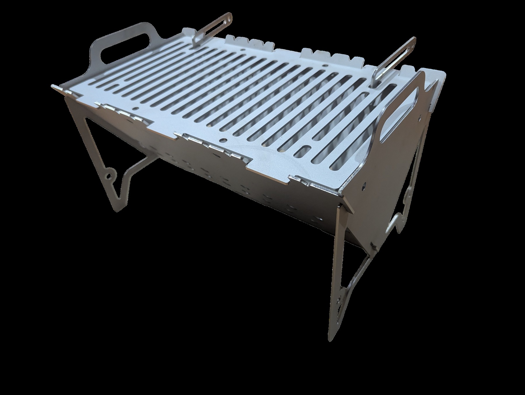 Faltbarer Edelstahl-Grill 45 x 25 cm · nur 15 mm flach · Camping Picknick Garten