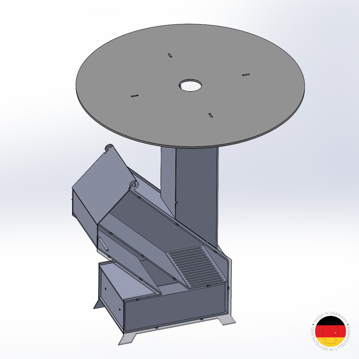 Raketenofen Rocket Stove 3mm Stahl für Dutch Oven mit Feuerplatte Ø 50 cm, ohne Grillaufsatz