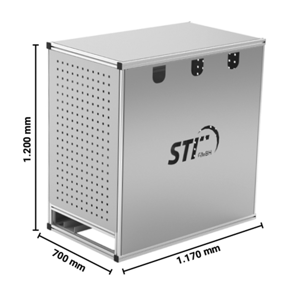 STI Wechselrichterunterstand Größe L aus Aluminium – Wetterschutz für PV-Wechselrichter & Batteriespeicher, belüftet, individualisierbar